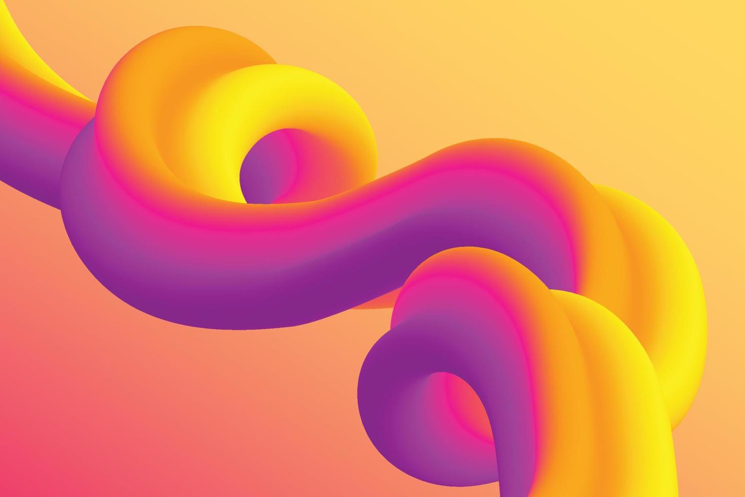 fondo dinámico de forma de degradado rosa y amarillo. ilustración líquida abstracta. composición 3d curva de moda vector