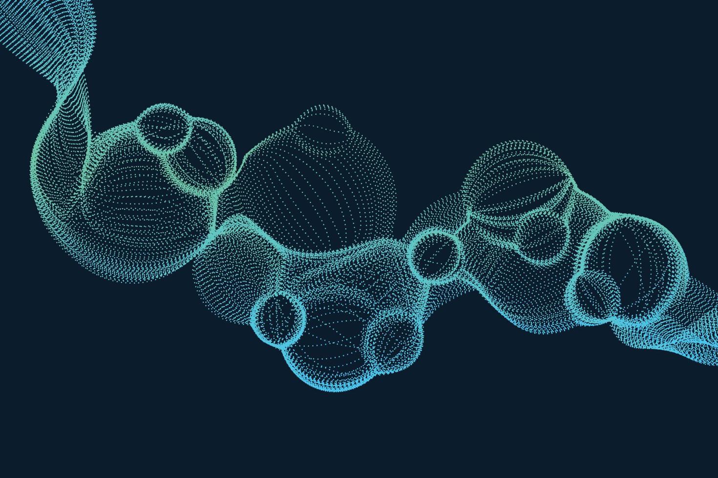 Green neon gradient bubble particles. Futuristic decorative motion vector background