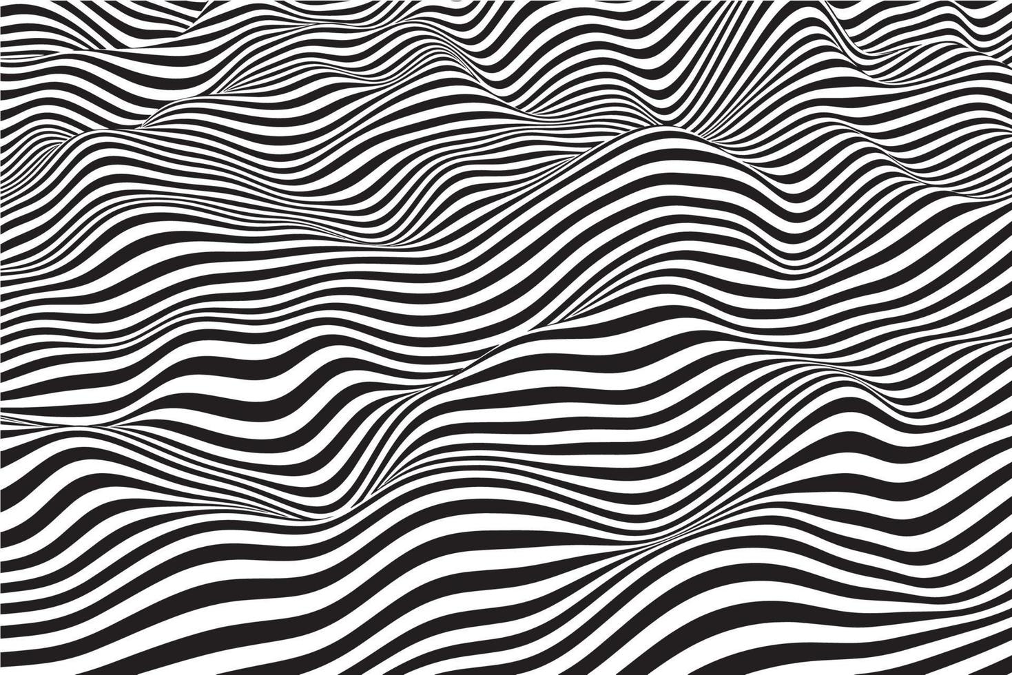 Elegant black and white wavy stripes background. Trendy abstract ripple wave vector texture. Smooth flowing lines pattern design