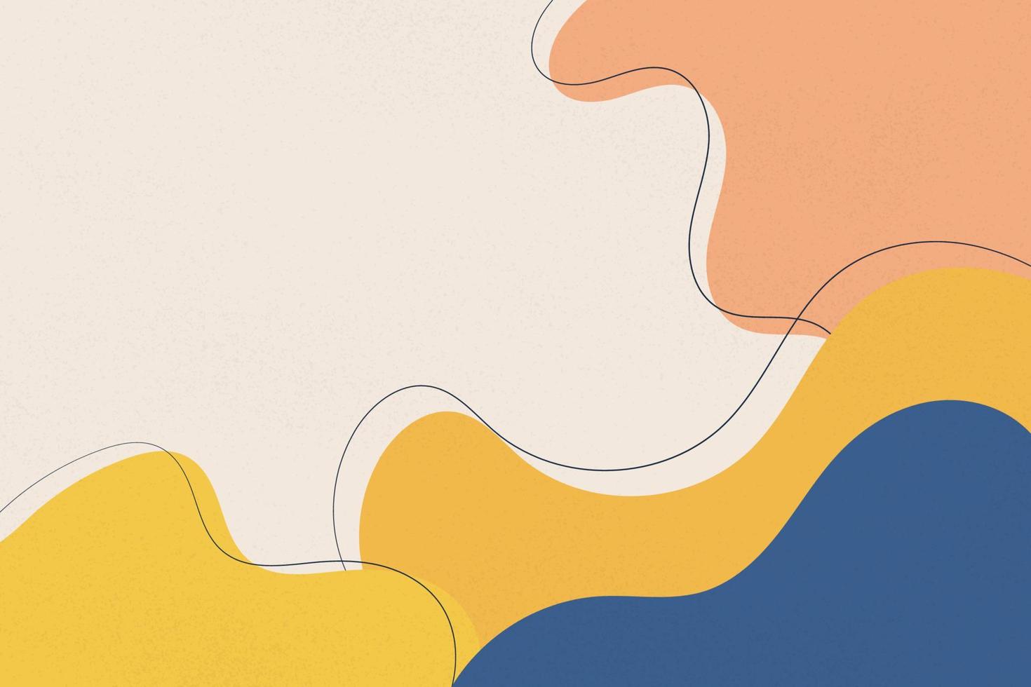 Colored wavy forms with curved contour lines vector background in retro style