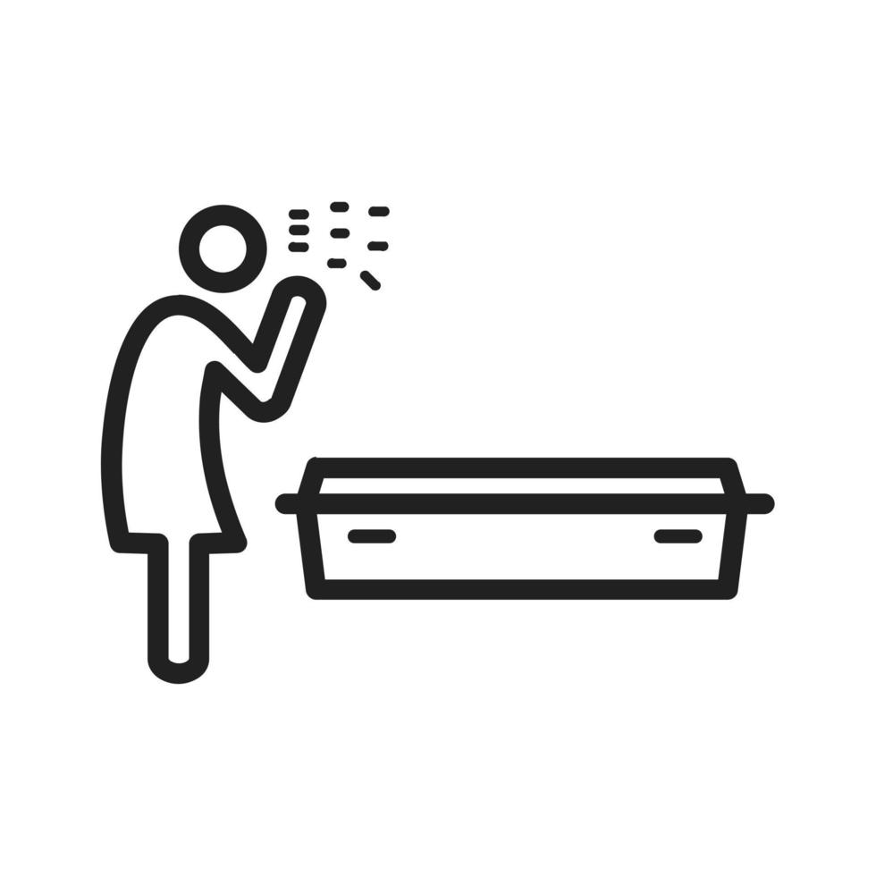 Crying over Dead Body Line Icon vector