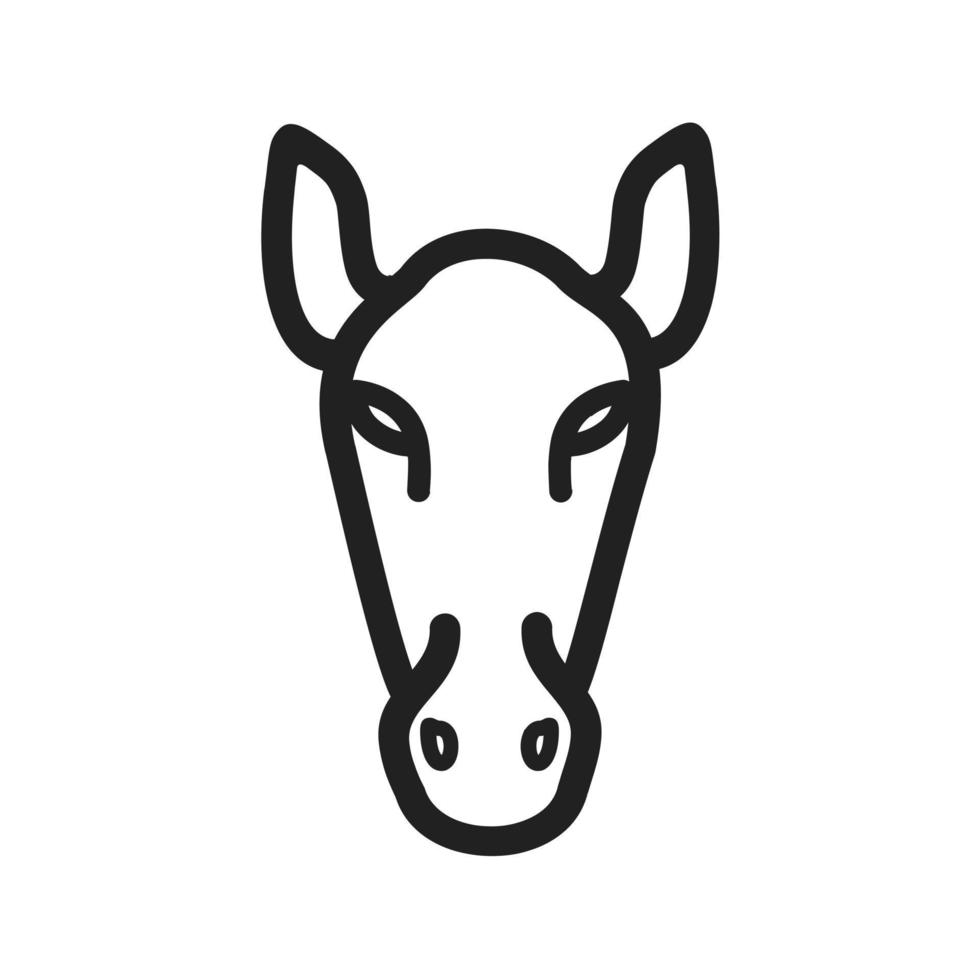 icono de línea de cara de caballo vector