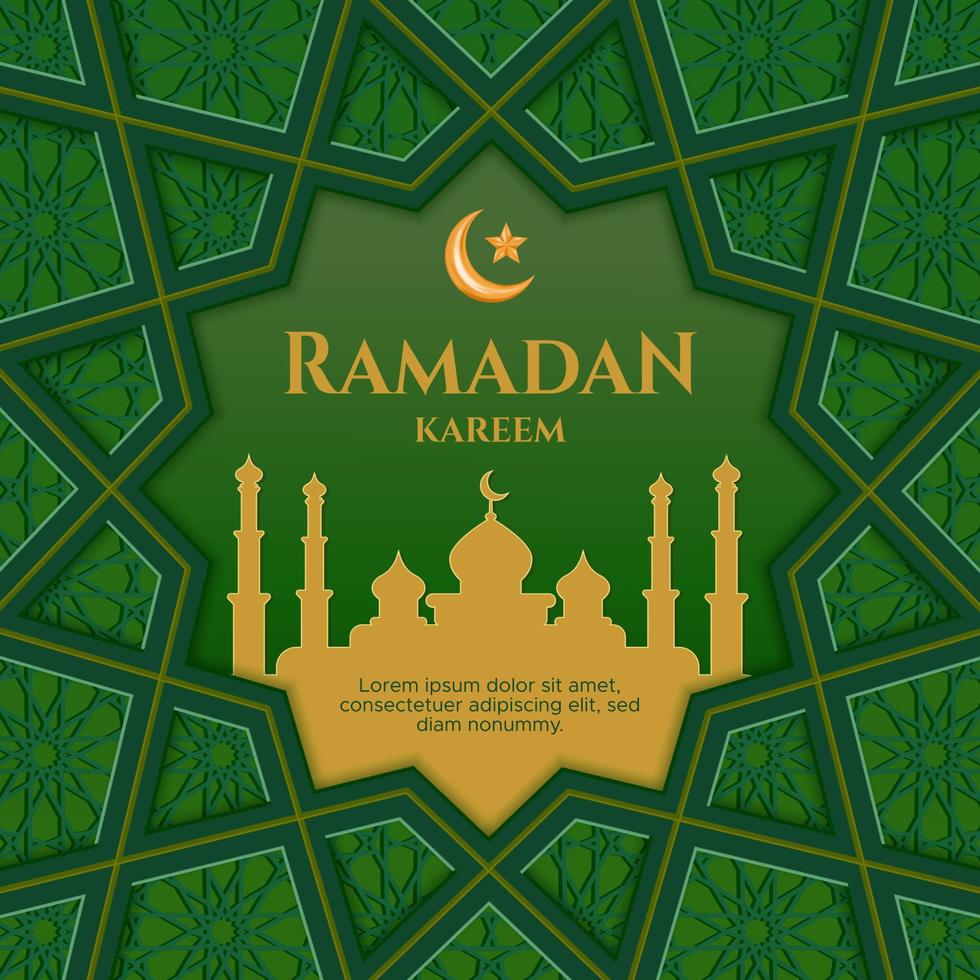 islamic border frame with Arabic pattern and yellow mosque for eid greeting vector