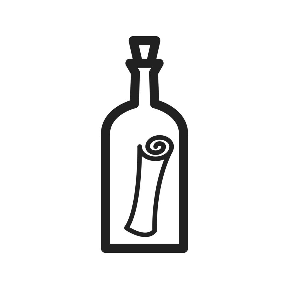 Scroll in Bottle Line Icon vector
