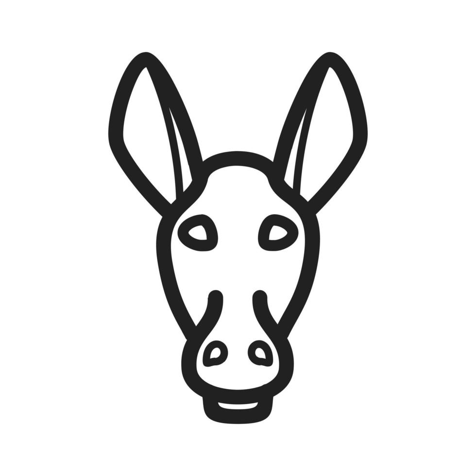 icono de línea de cara de burro vector