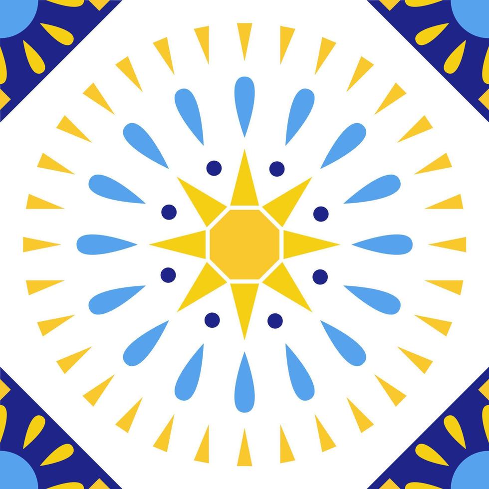Azulejo Mediterranean art, Portuguese tiles vector