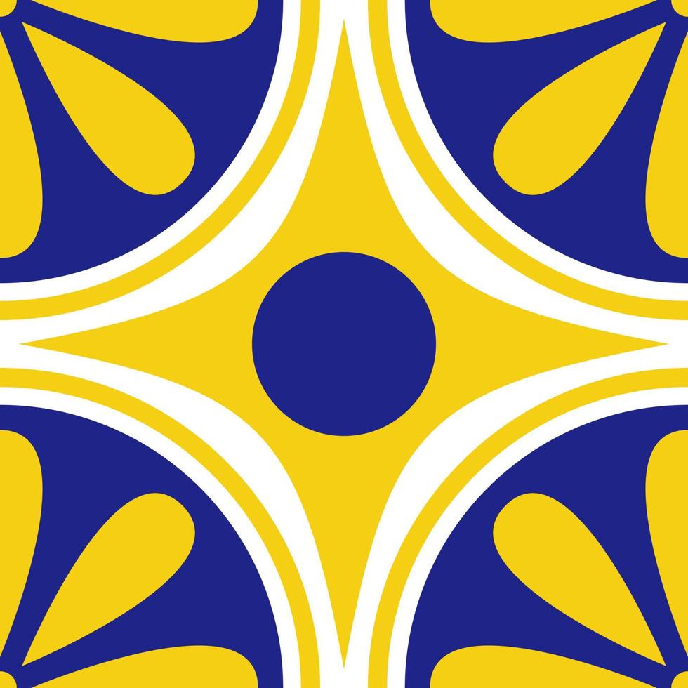 Flower seamless pattern. Azulejo. Bright Portuguese tiles with sun, sea and Mediterranean mood. vector