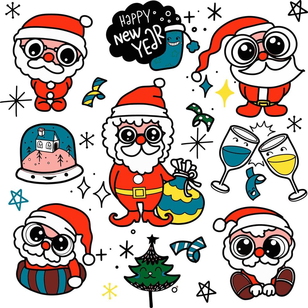 Hand drawn Christmas element collection ,Festive New Year  clipa vector