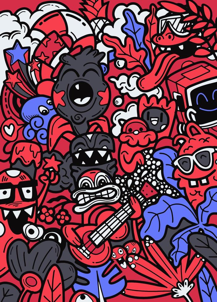 vector doodle monstruos dibujados a mano