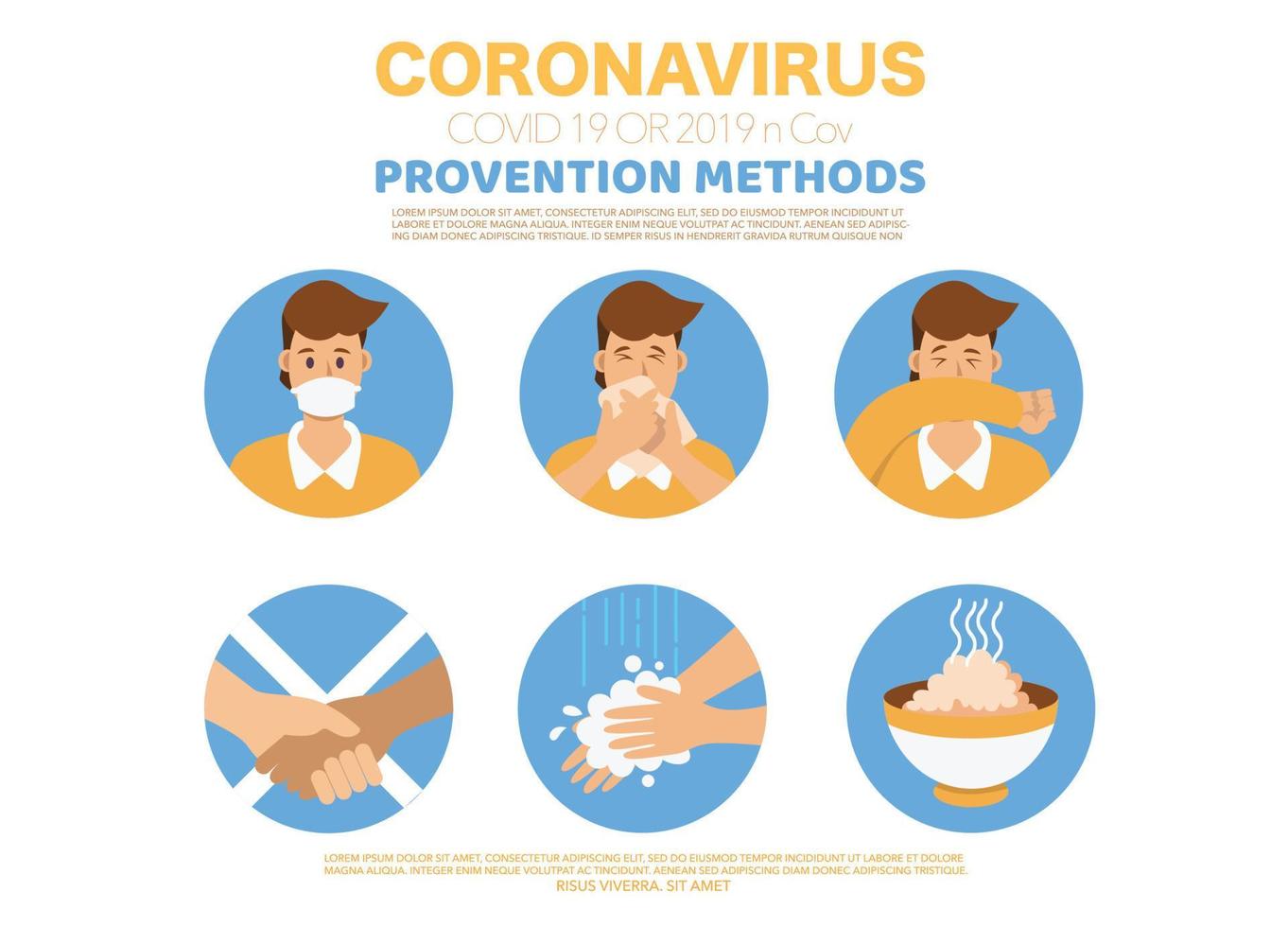 Coronavirus 2019-nCoV prevention icons set for infographic. Hand drawing style icons. Casual vector