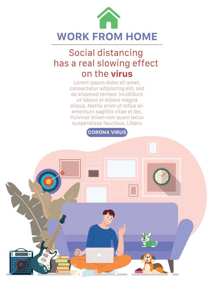 trabajando desde casa, las personas que trabajan en casa para evitar la propagación del coronavirus vector