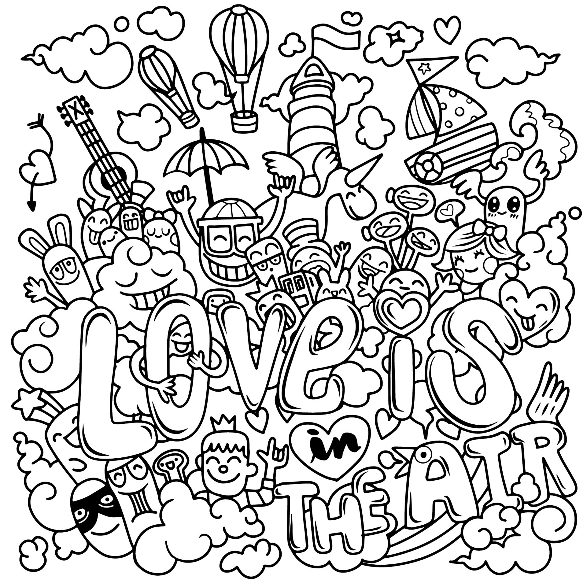 Love is in the air. Hand drawn Hand Drawn Vector Illustration of Doodle ...