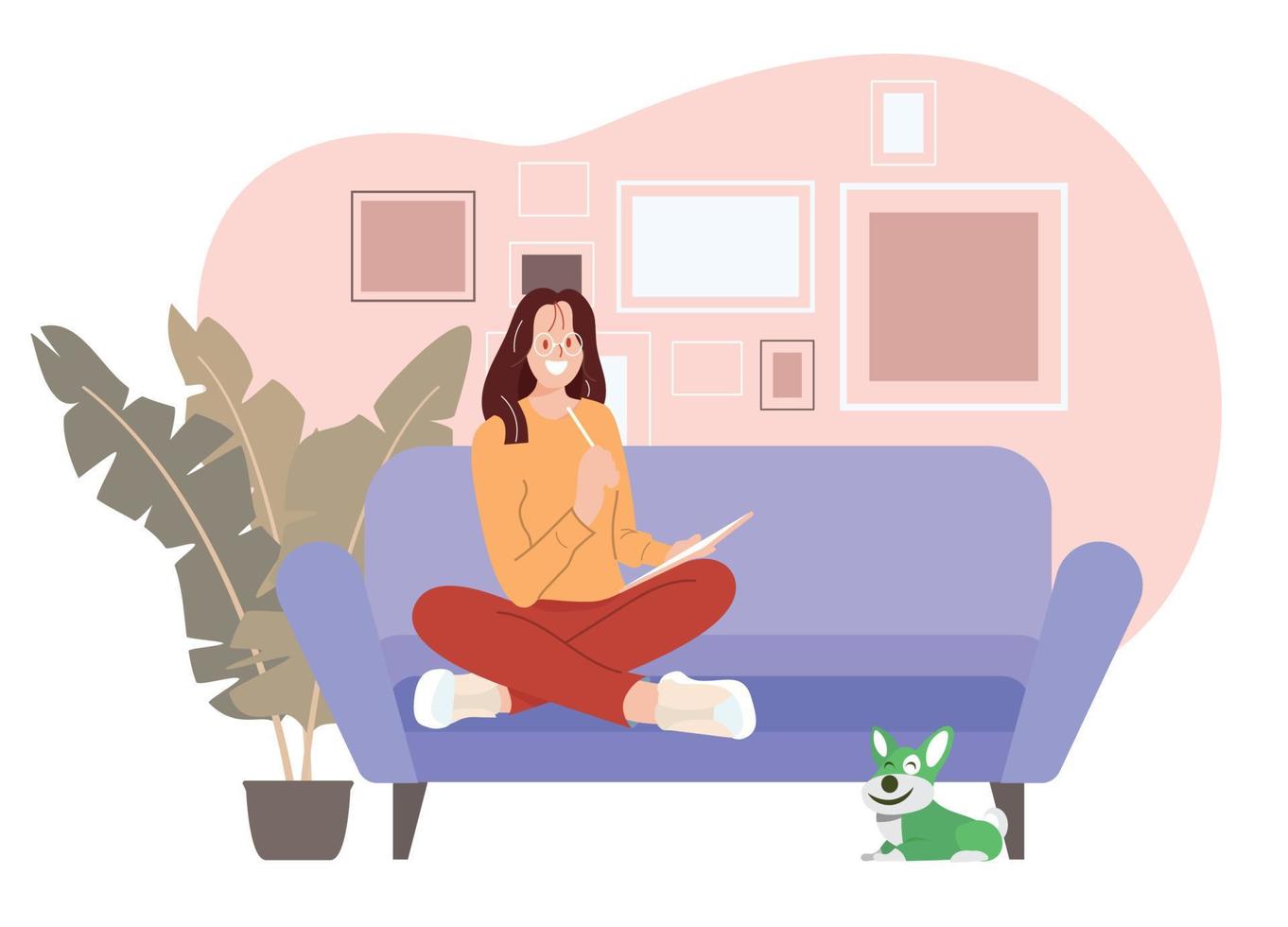 Working from home, The people working at home to prevent from spread of coronavirus, vector