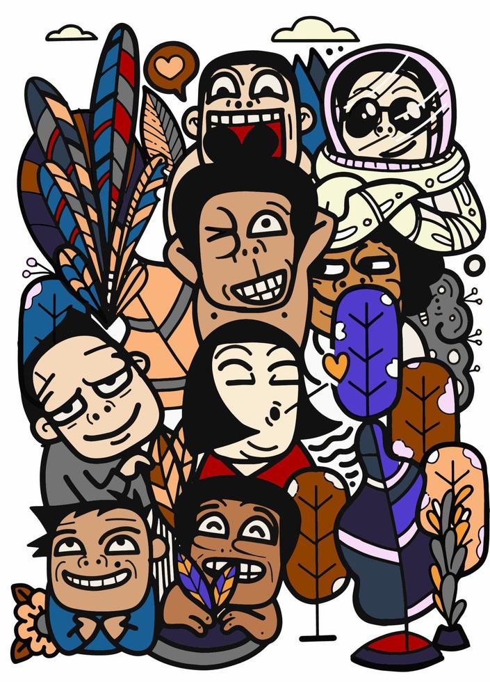 Funny Crowd. Abstract people with different interests. vector