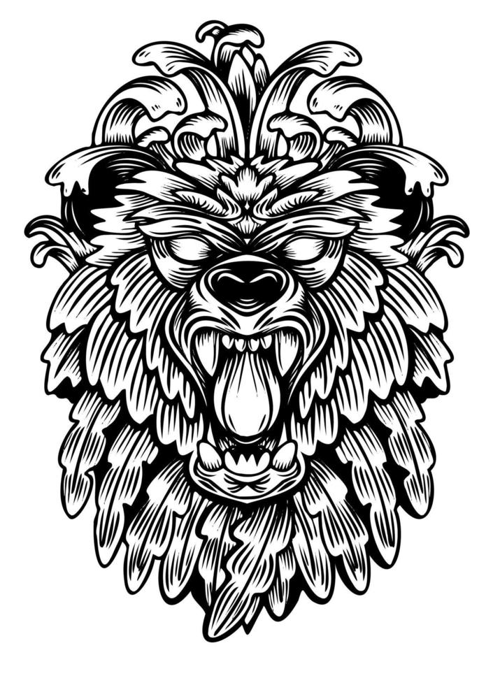 cabeza de león en estilo zentangle vector