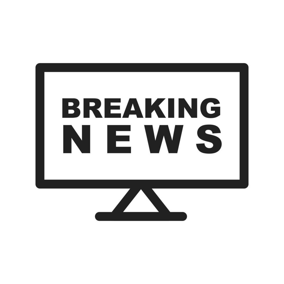 Breaking News on TV Line Icon vector