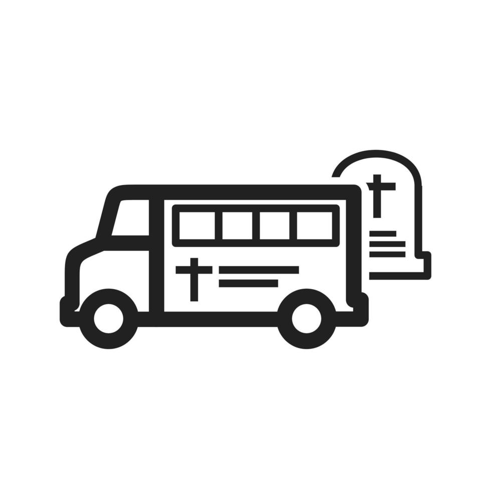 Van Leaving Graveyard Line Icon vector