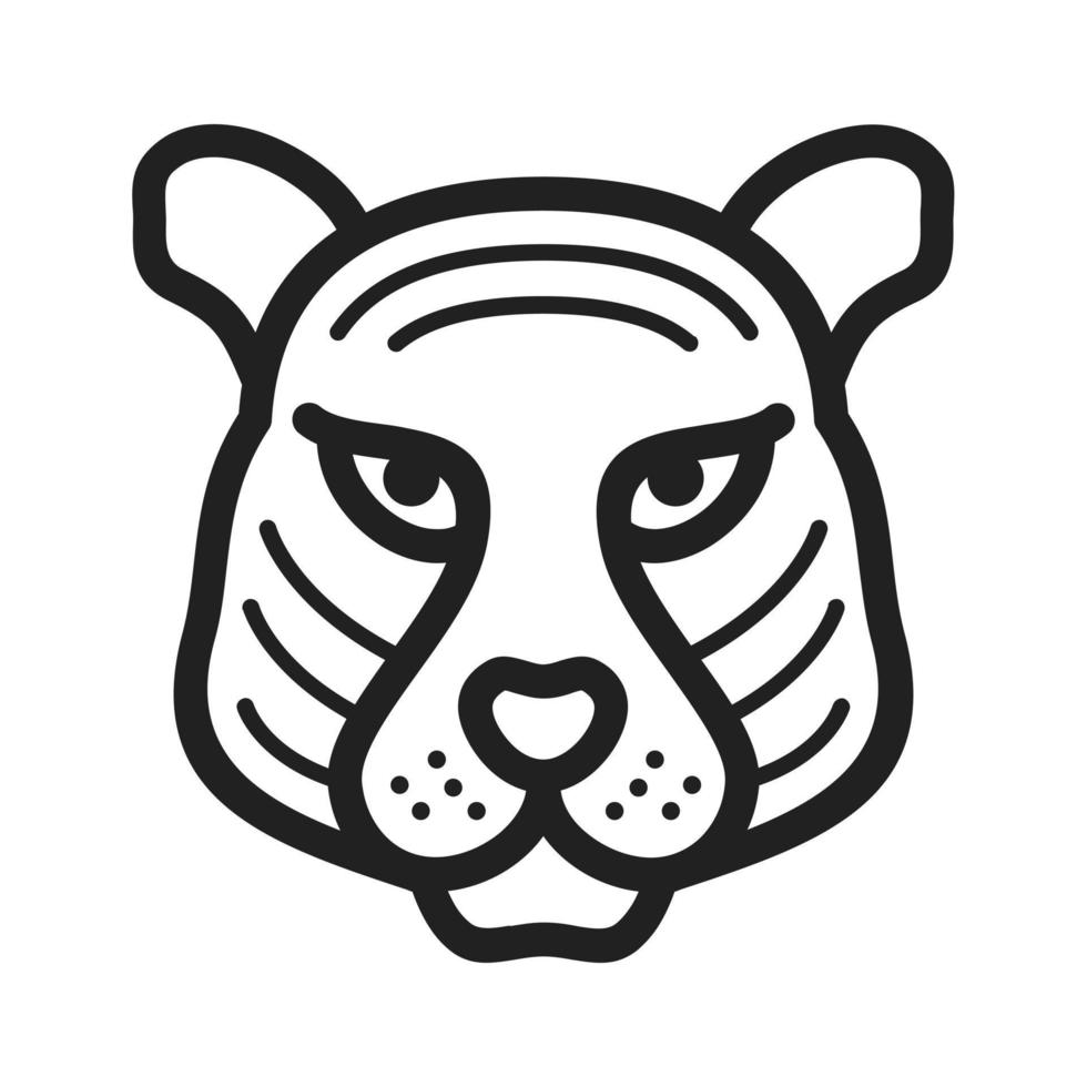 icono de línea de cara de tigre vector