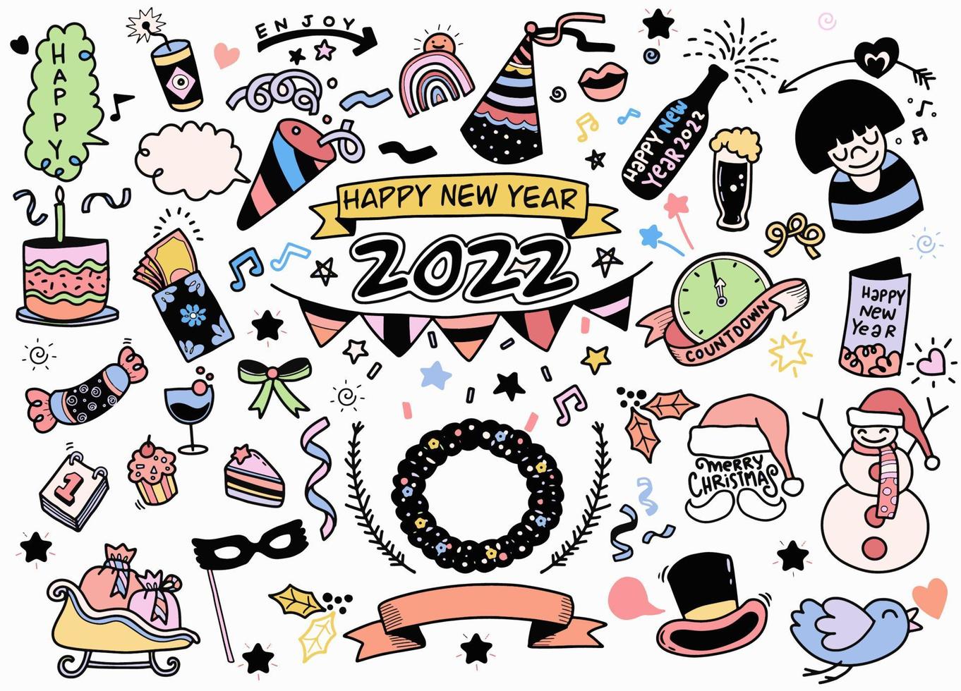 Hand drawn Christmas element collection ,Festive New Year  clipa vector