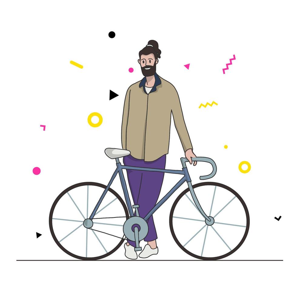 Cool vector character design  young stylish hipster posing