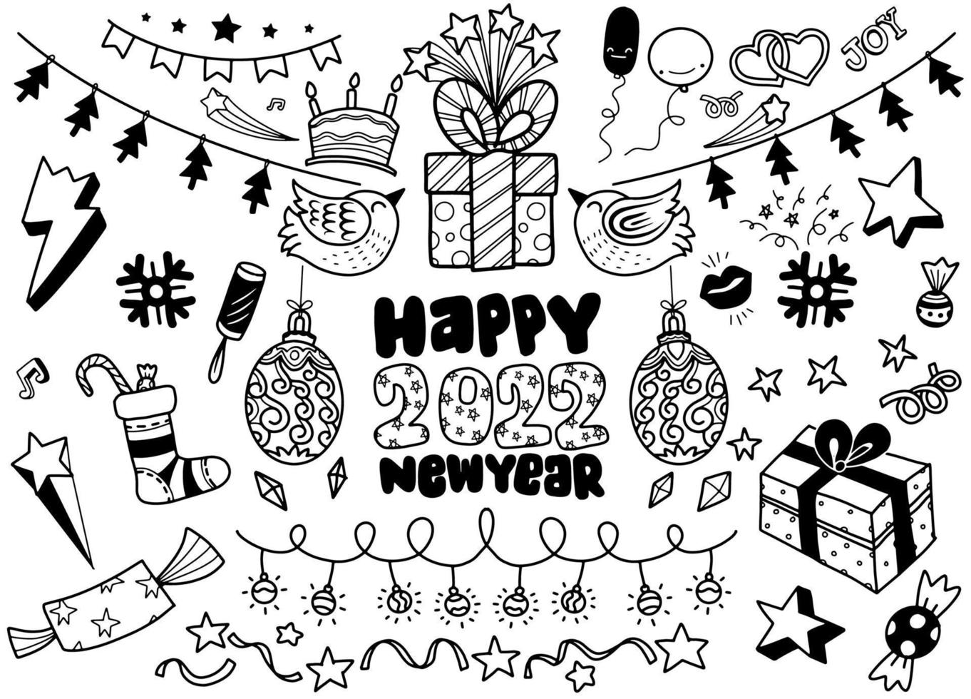 Hand drawn Christmas element collection ,Festive New Year  clipa vector