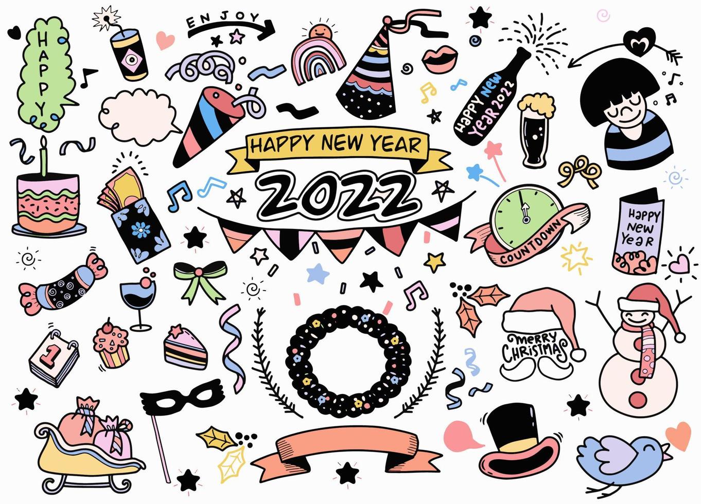 Hand drawn Christmas element collection ,Festive New Year  clipa vector