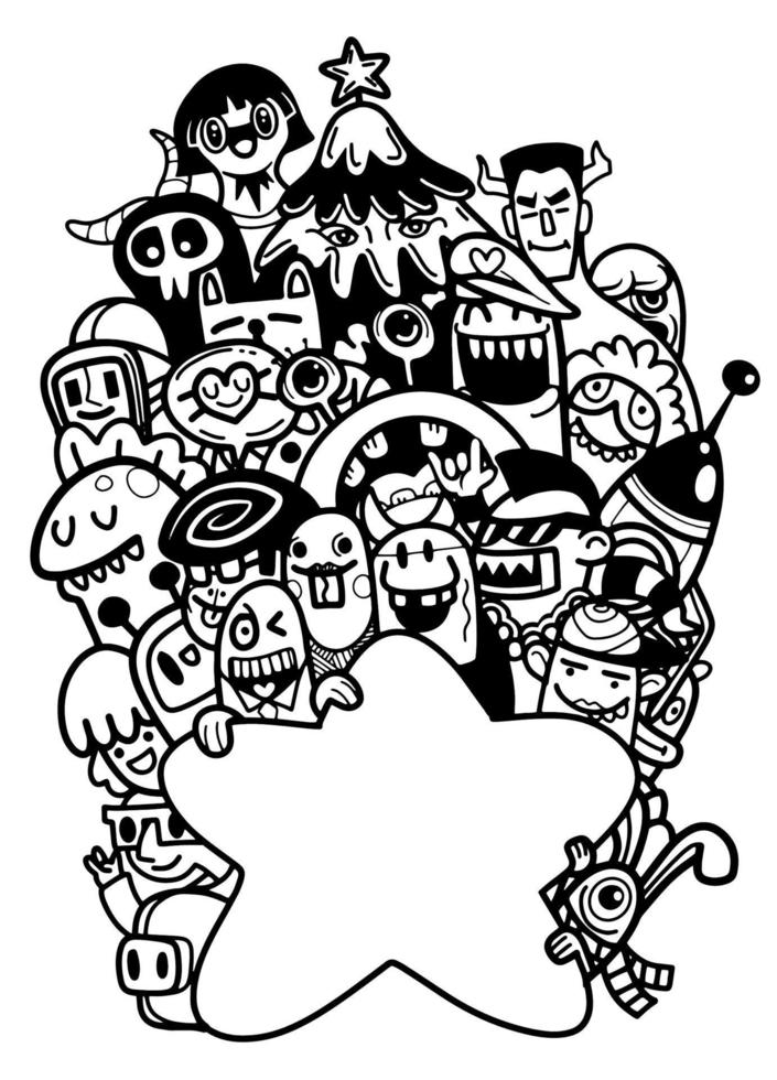 Hand Drawn Vector Illustration of Doodle ,Cute cartoon Monsters