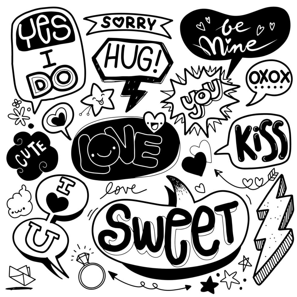 Doodle valentine's day elements collection vector