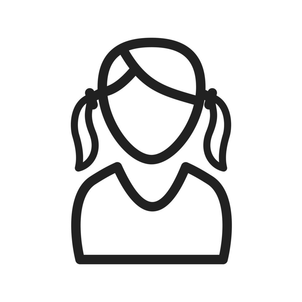Girl in Two Ponytails Line Icon vector