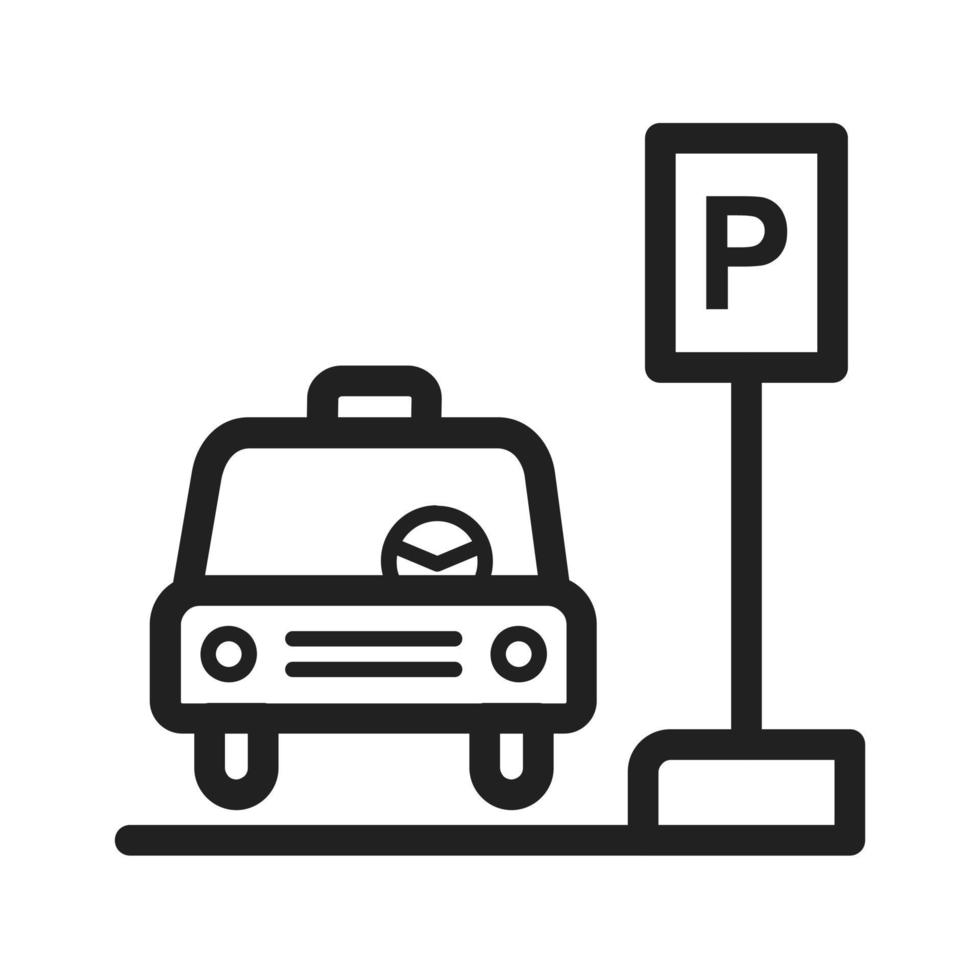 icono de línea de parada de taxis vector