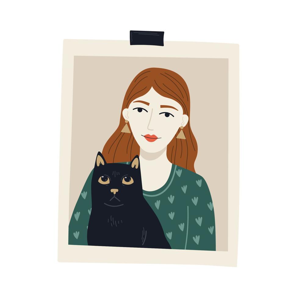 Photo cat and girl vector