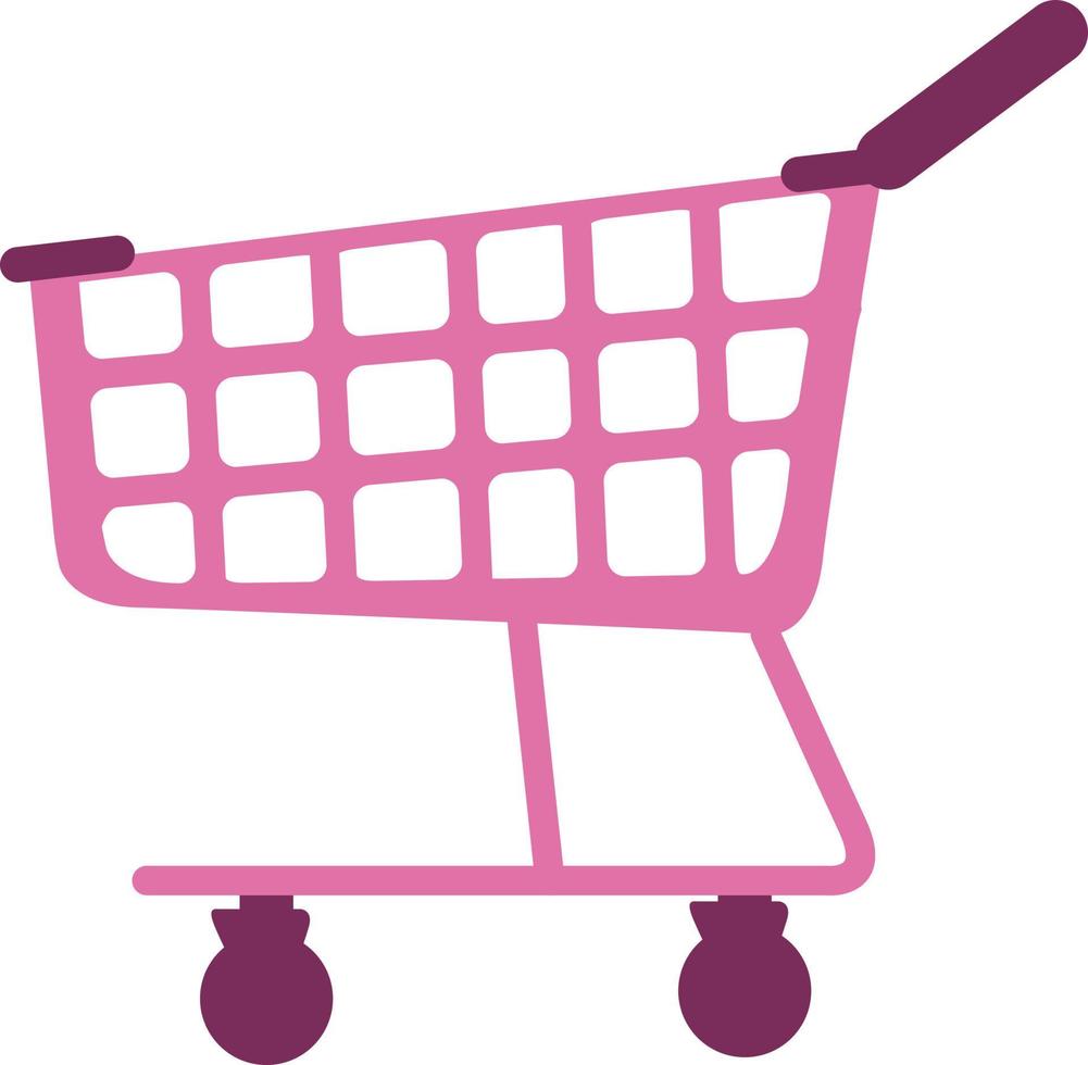 Pink shopping cart semi flat color vector object