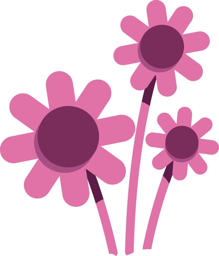 objeto vectorial de color semiplano de flores rosas vector