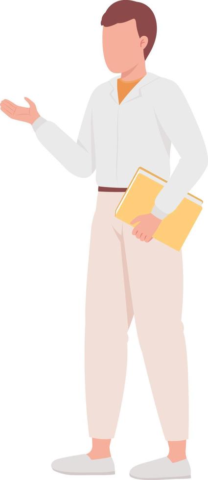 Male professional teacher semi flat color vector character