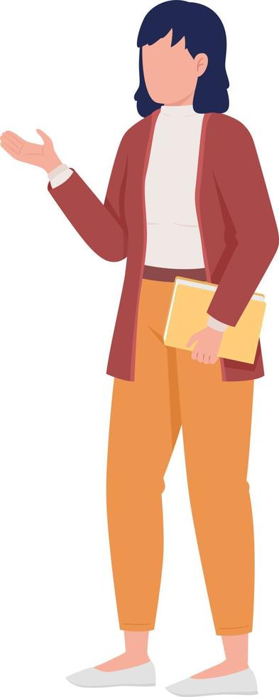 Female personal tutor semi flat color vector character