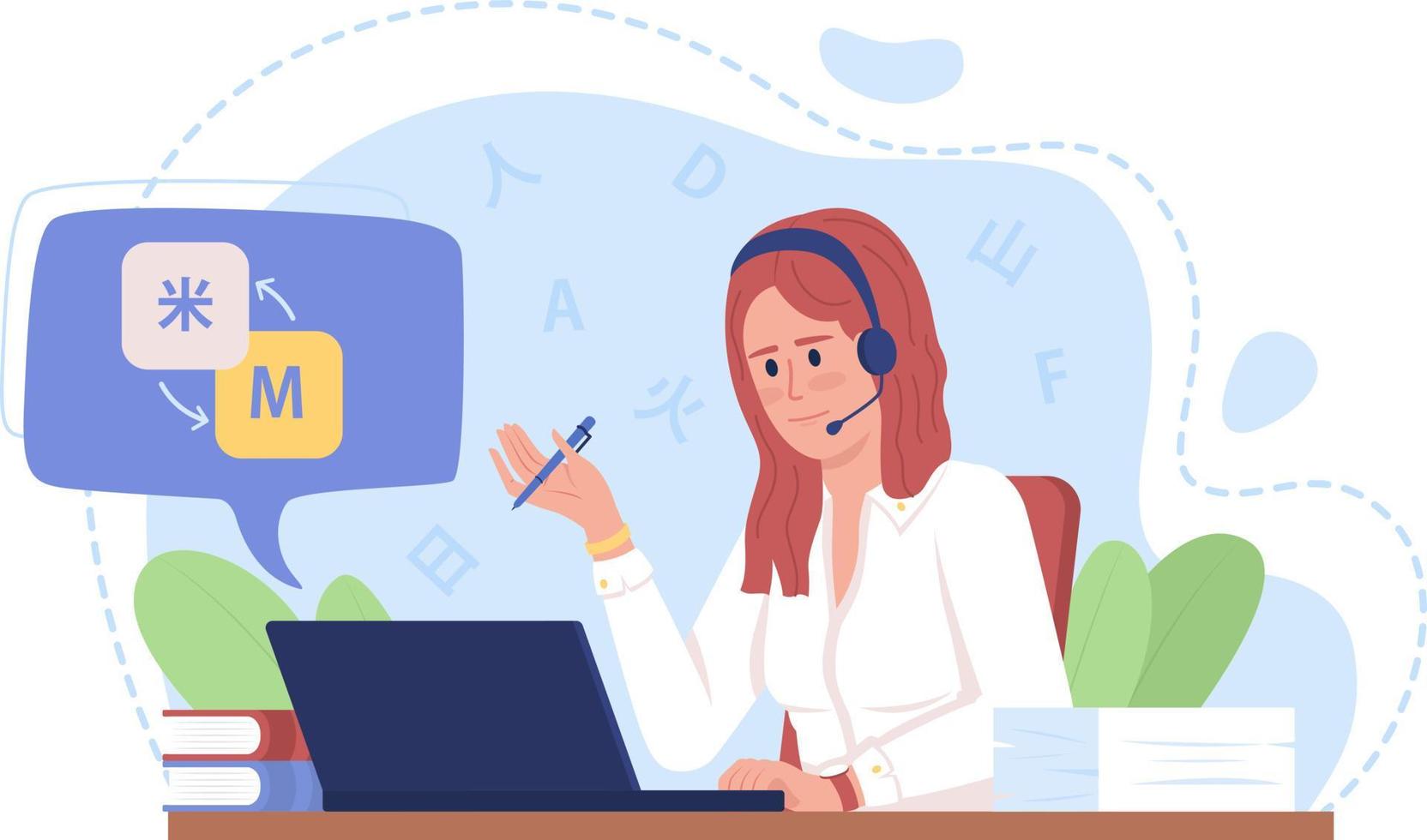 Freelance translation job 2D vector isolated illustration