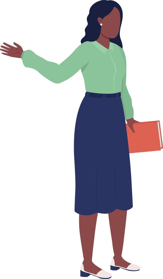 Female middle school teacher semi flat color vector character