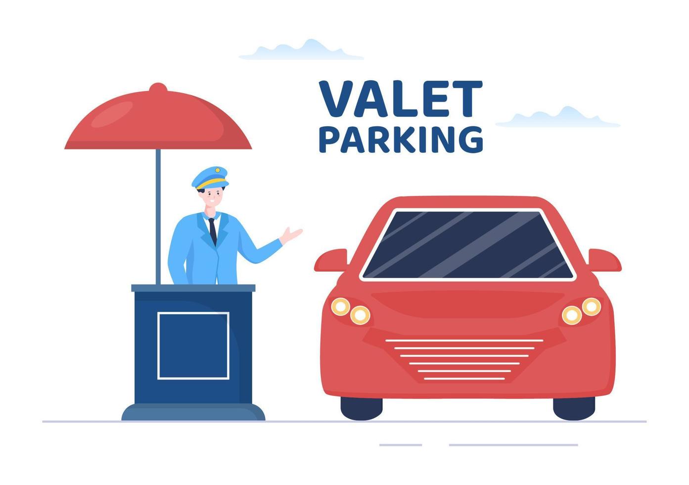 Valet Parking with Ticket Image and Multiple Cars on Public Car Park in Flat Background Cartoon Illustration vector