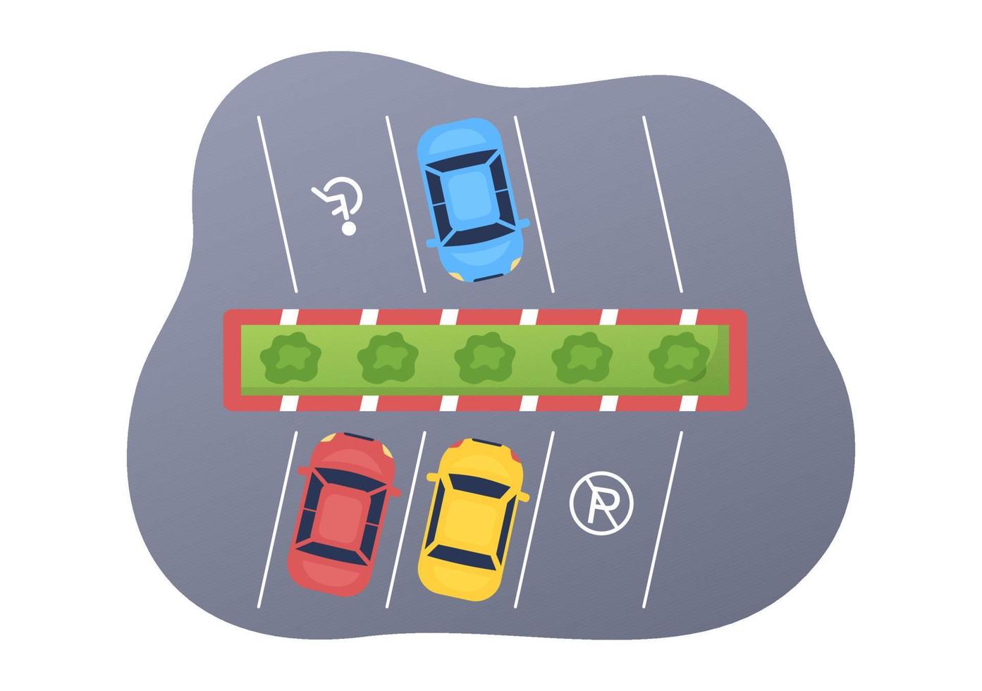 aparcacoches con imagen de billete y varios coches en aparcamiento público en ilustración de dibujos animados de fondo plano vector