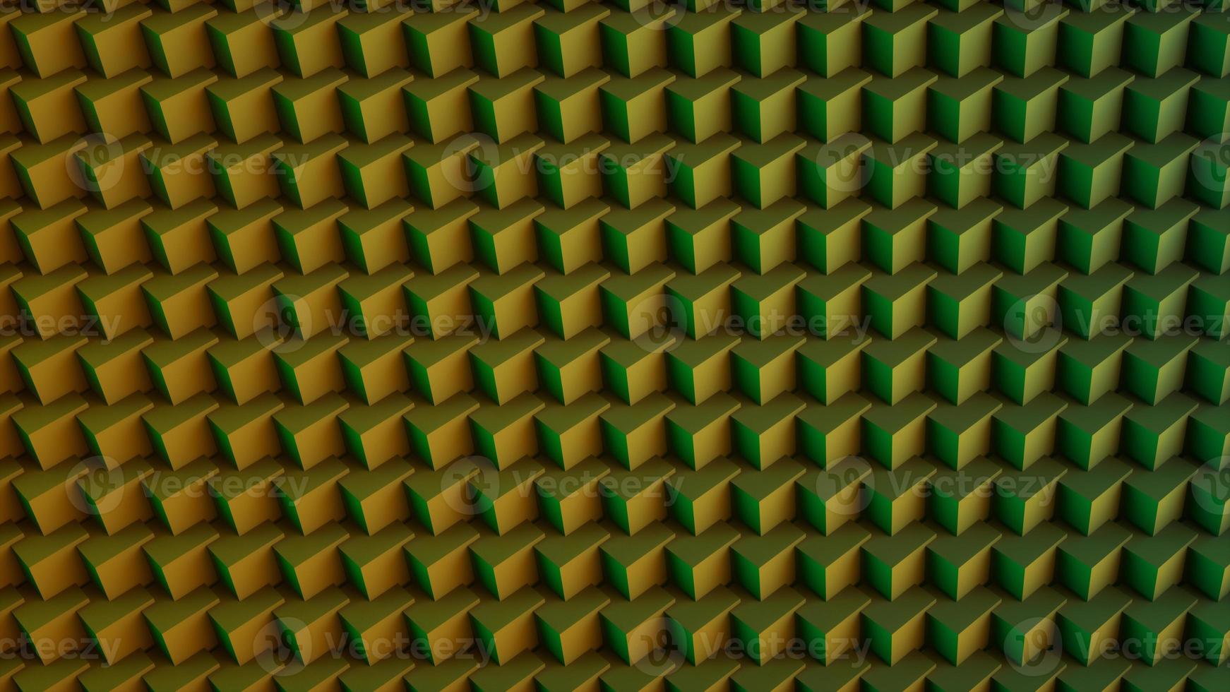 Abstract digital background mad of 3d cubes. Yellow and Green. 3d Rendering. photo