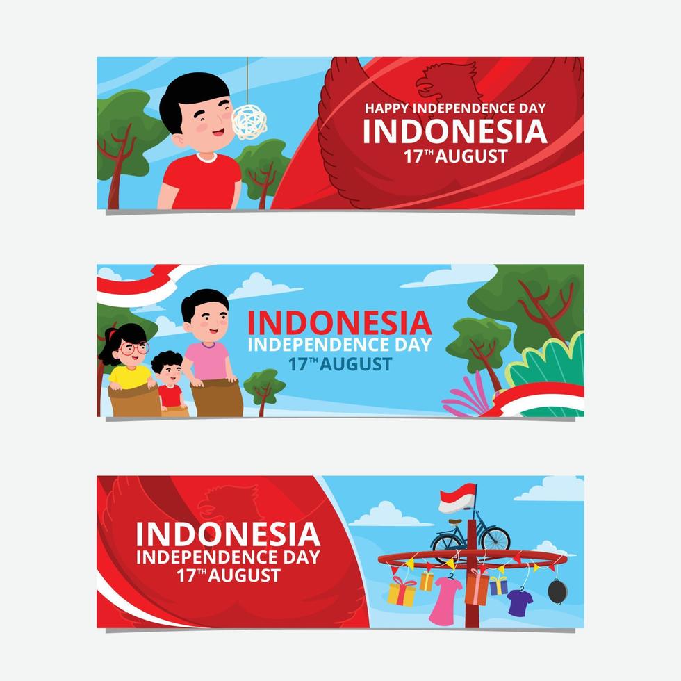 feliz día de la independencia de indonesia banner vector