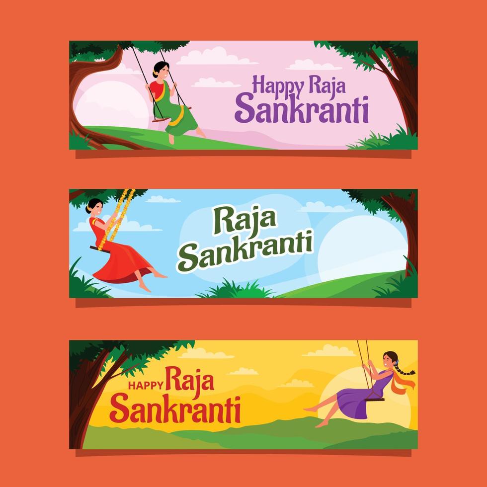 feliz raja sankranti banner vector