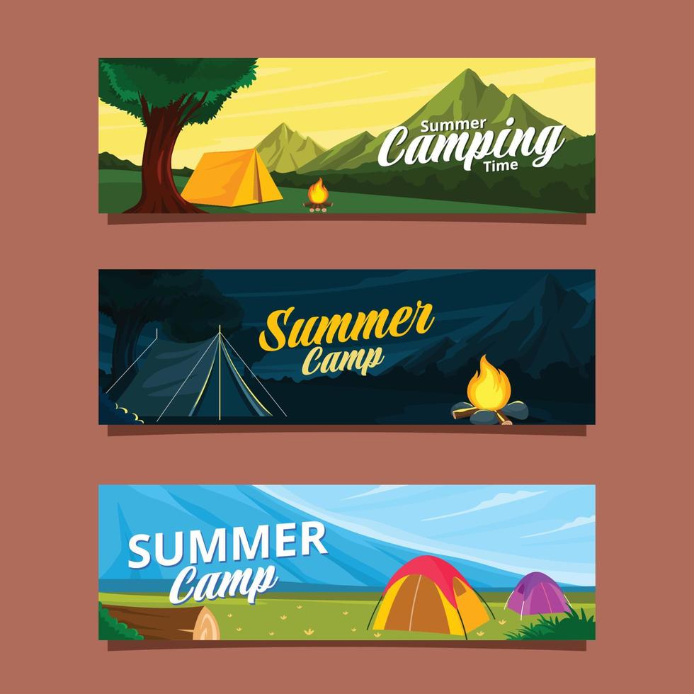 banner de campamento de vacaciones de verano vector