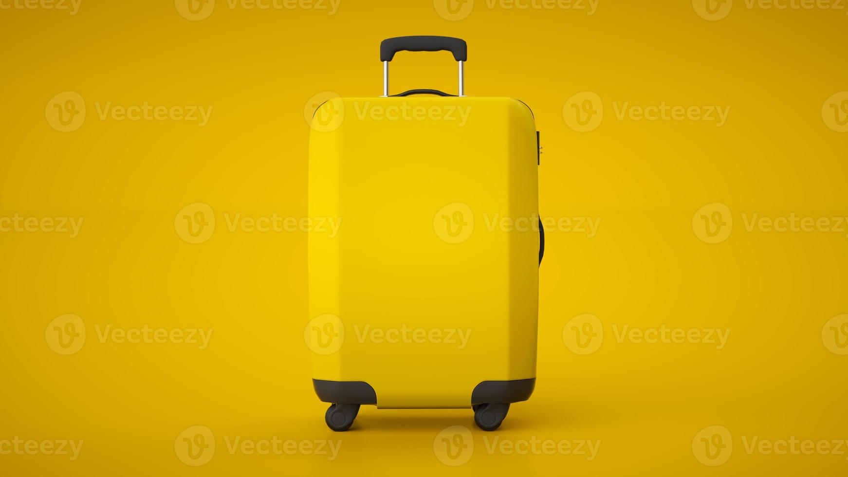 Yellow travel bag isolated on bright background. 3d rendering photo