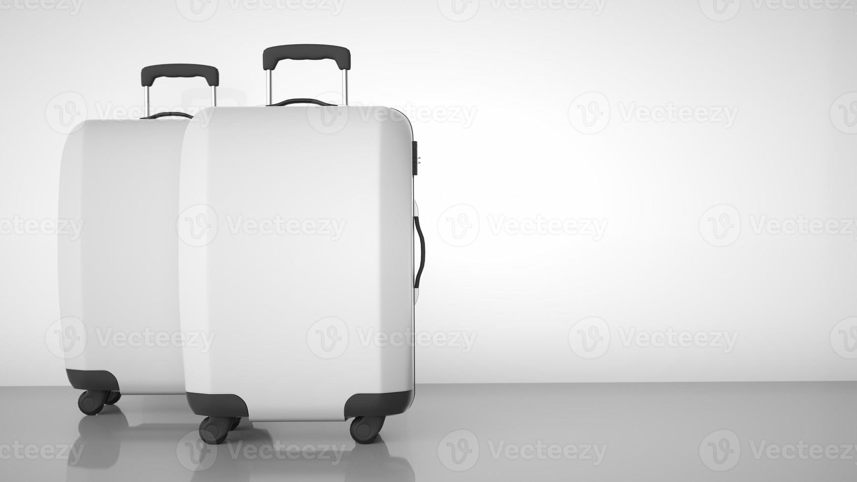 Two white travel bags isolated on bright background. 3d rendering photo