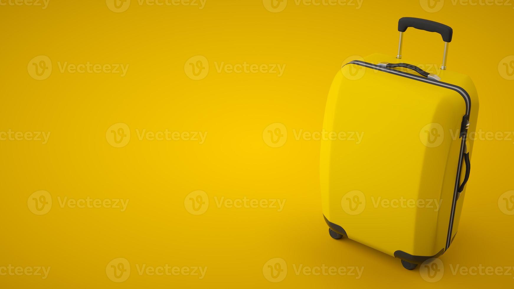 Yellow travel bag isolated on bright background. Copy Space. 3d rendering photo