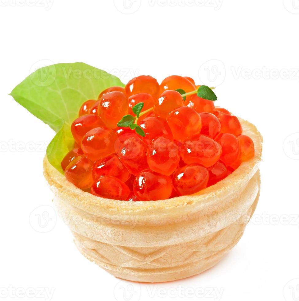 Tartlets with red caviar photo