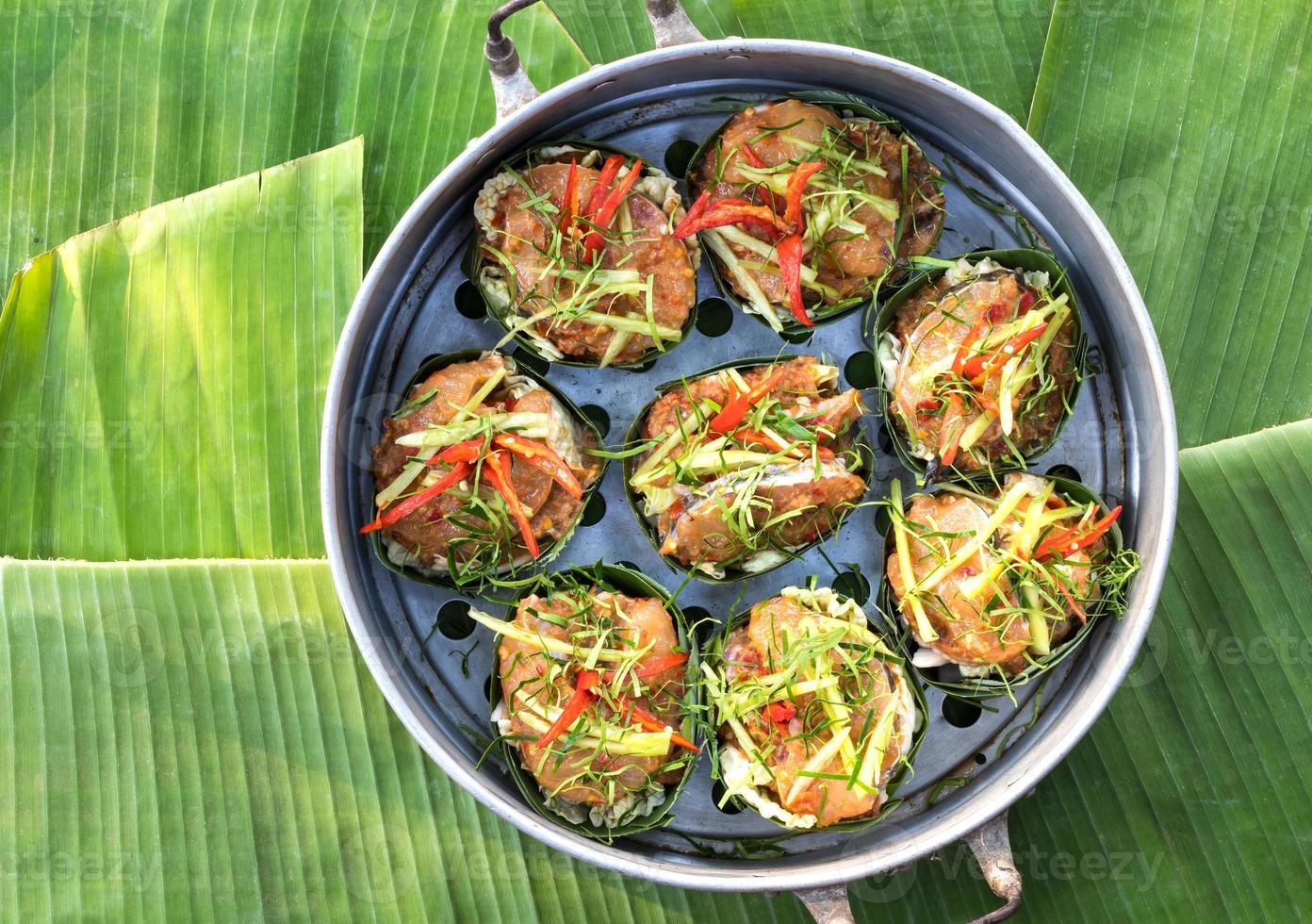 Steamed fish with curry paste. photo
