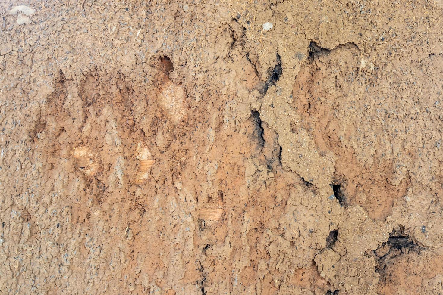 Clay wall background of an old local kiln. photo