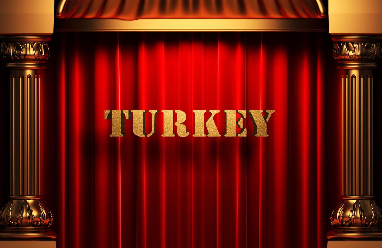 turkey golden word on red curtain photo
